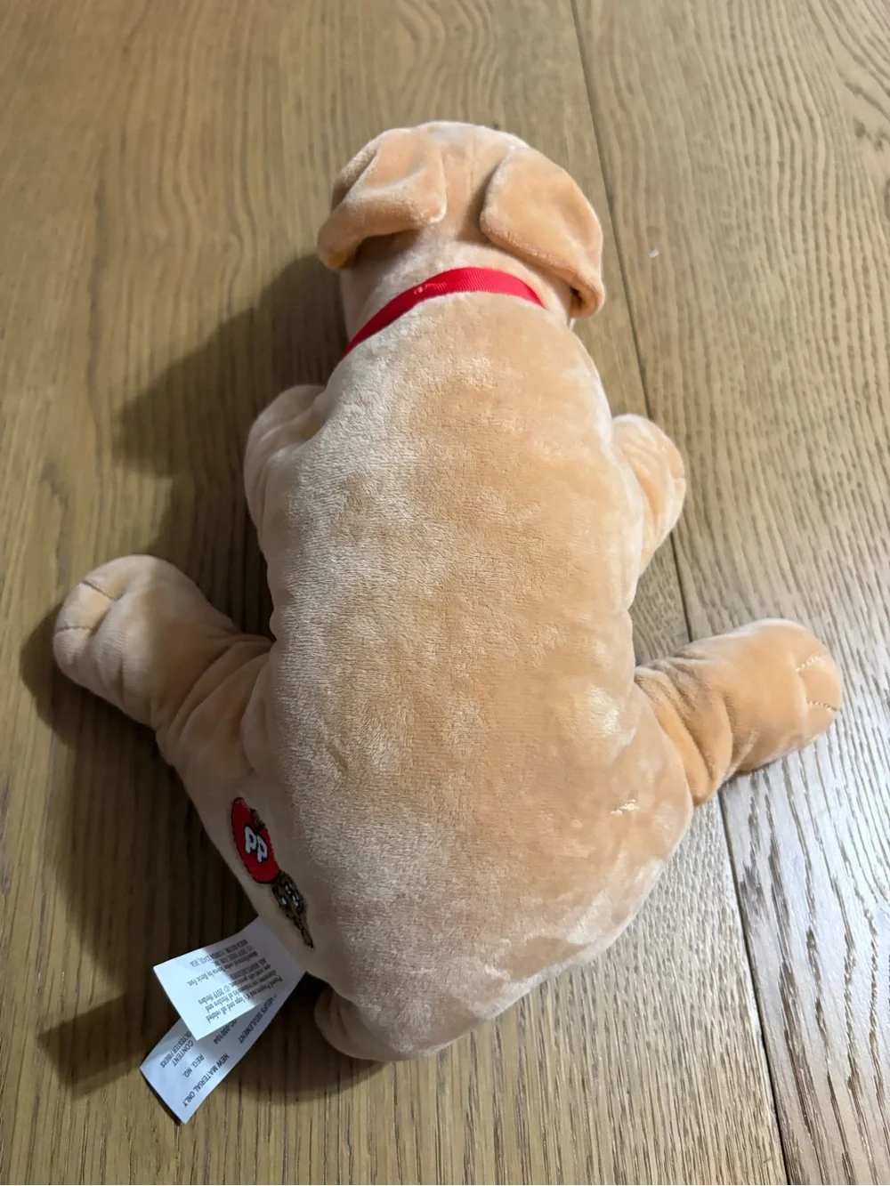 Hasbro Tan Plush Dog Toy with Red Collar and Big Eyes